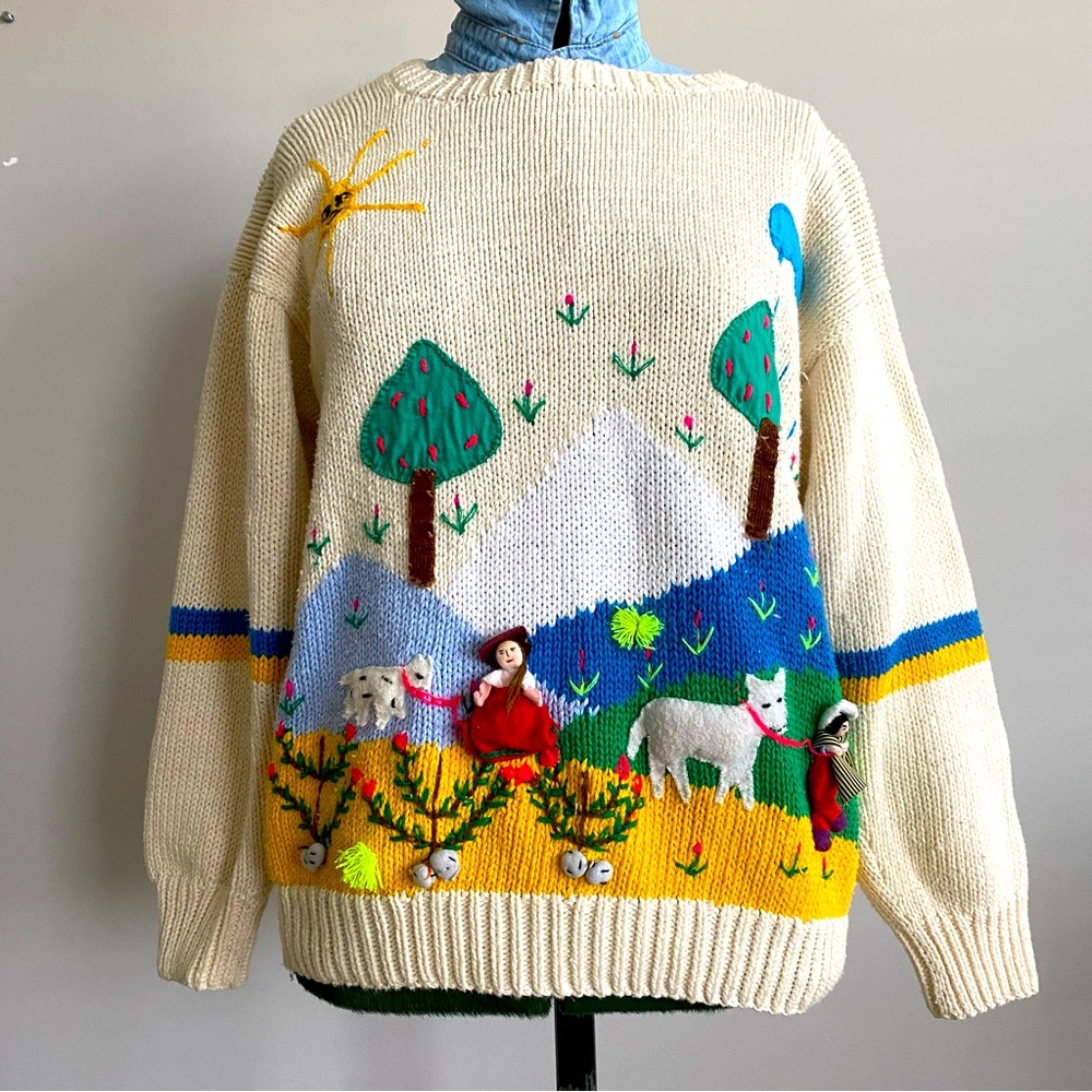 Vintage Peruvian embroidered sweater